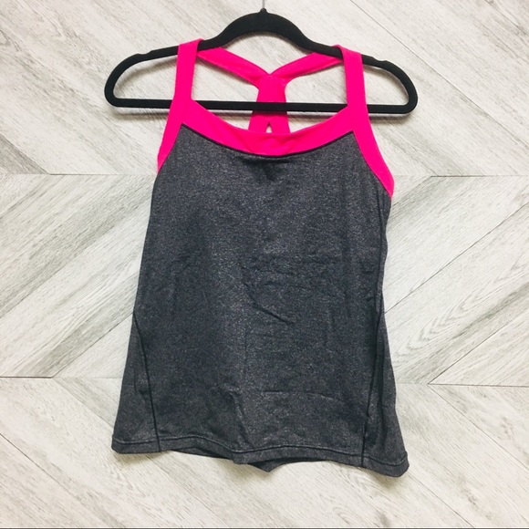 Gap Tops - GapFit | Charcoal Grey & Pink Workout Tank W Bra